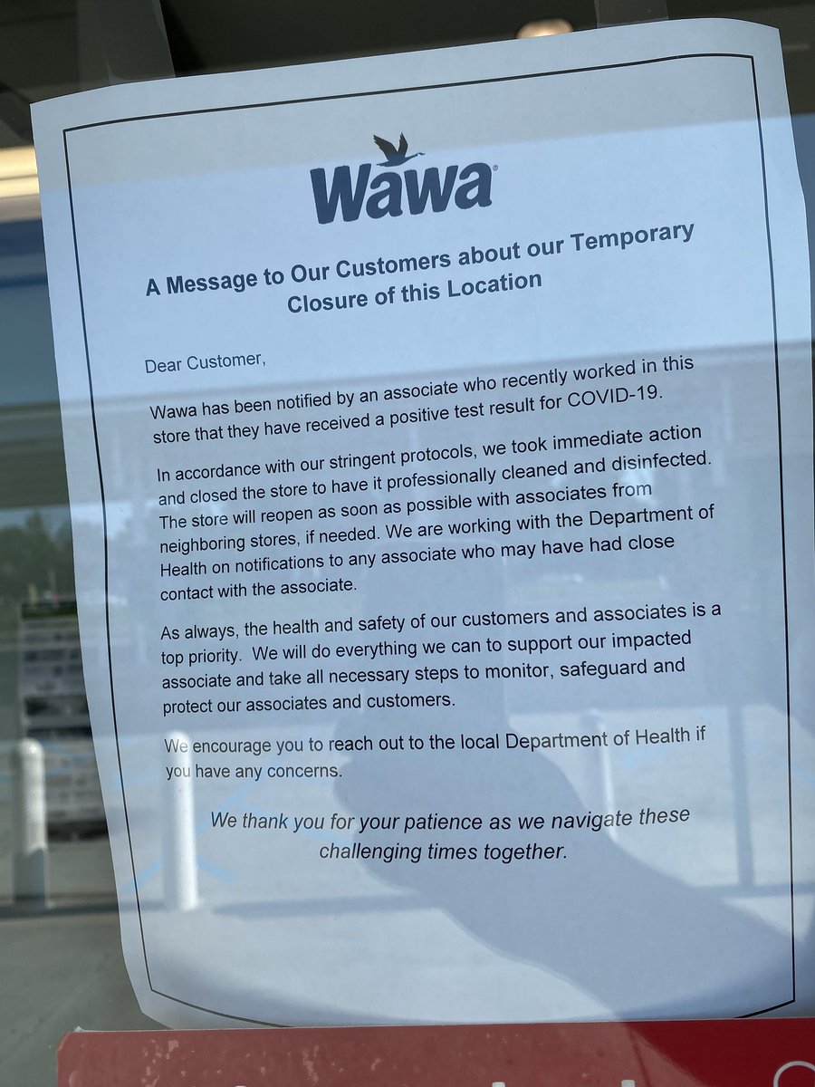 AnthonyIanozi's tweet photo. The @wawa at 4651 Stanton Ogletown Rd in #Delaware is closed until further notice... #COVID19 #COVID #CDC https://t.co/Wb811Nerrq
