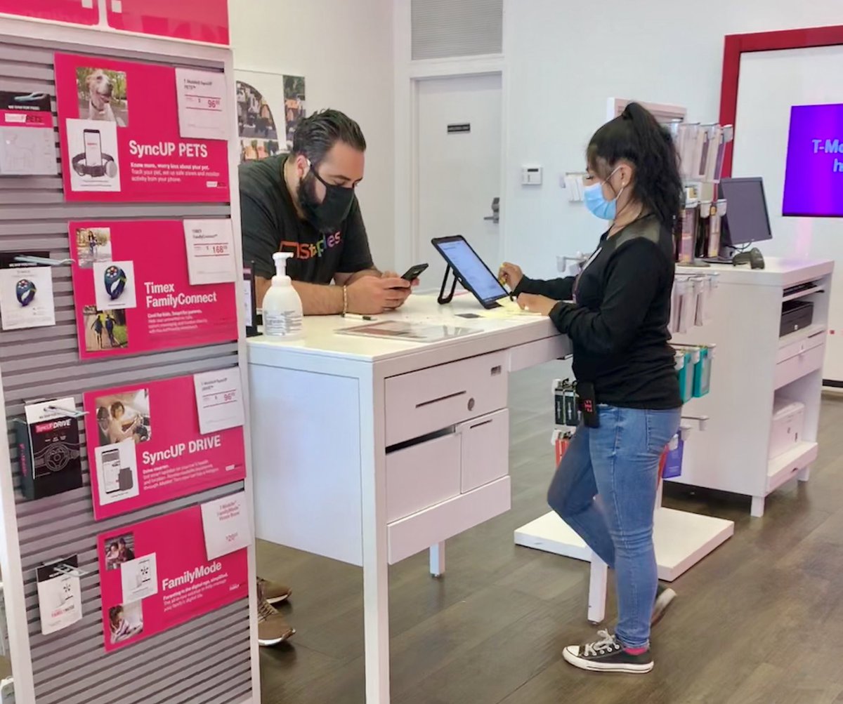 UnionTmo's tweet photo. Bye bye AT&amp;T! Freneci killing the game so early in September with a 8 line business activation!! 🛍🤩🥳 
#TMobile #MAGENTA #ByeAtt https://t.co/E7DQF4NBJF