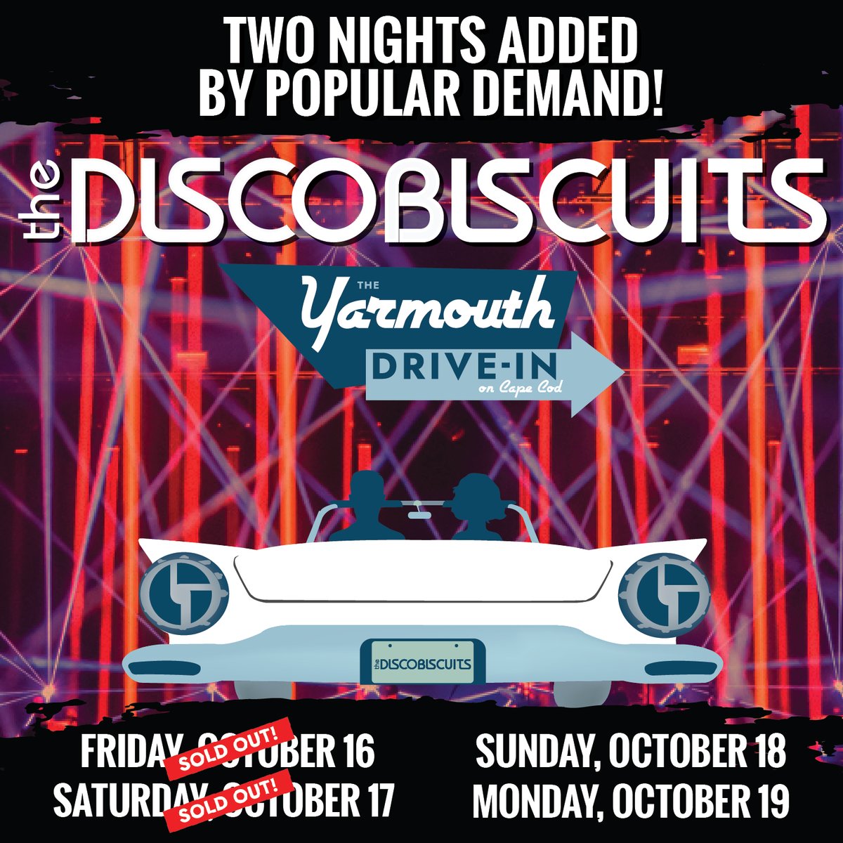 YarmouthDriveIn's tweet photo. The Disco Biscuits takes the Yarmouth Drive-in stage for FOUR SHOWS in just TWO WEEKS! What are you waiting for? Buy tickets now! https://t.co/FkguV2KUd2
#discobiscuits #yarmouthdrivein #concert #capecod https://t.co/CAYJ2bDHKK