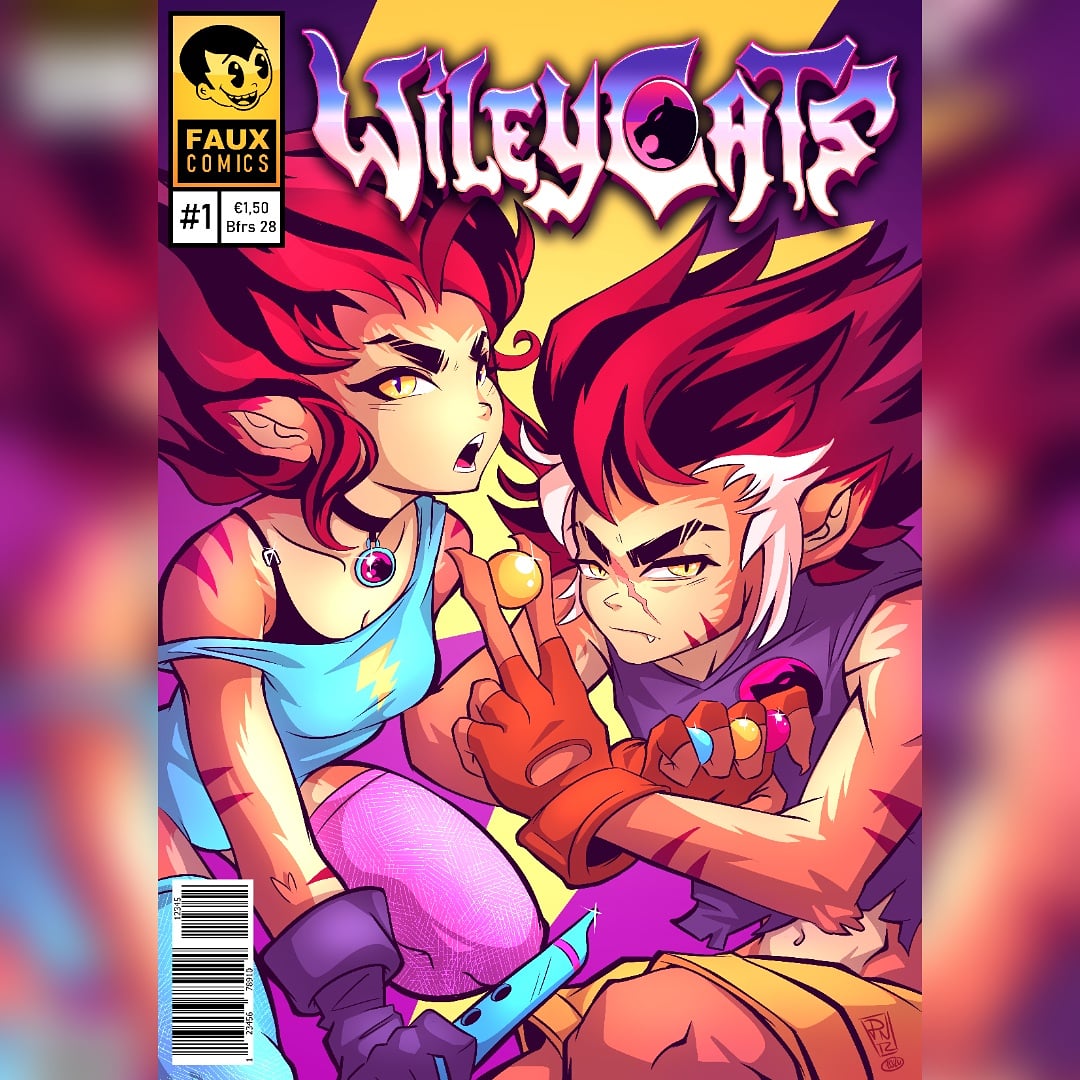 Pinteezy's tweet photo. Fun little side project #fakecomiccover #thundercats #thunderkittens #reimagined #80s #wileycats #wileykit #wileykat #fauxcomics #pinteezy https://t.co/r0Mw8V6O9q