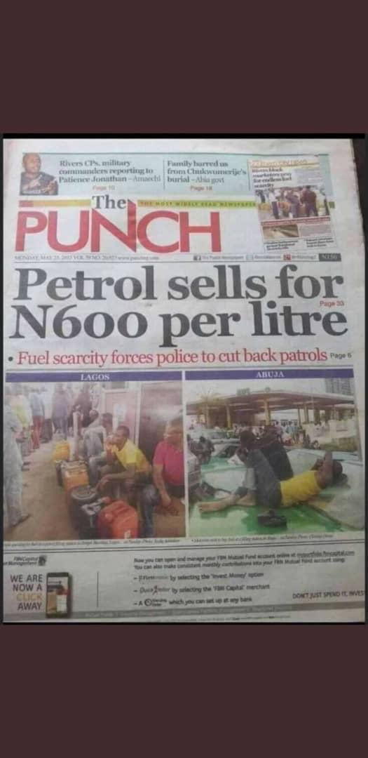 GarShehu's tweet photo. Don't allow the PDP to deceive you. Amidst acute shortages, they sold petrol at N600 per litre on Easter Sunday in 2013 (See Punch published on that day). https://t.co/W58V2ZwVy6