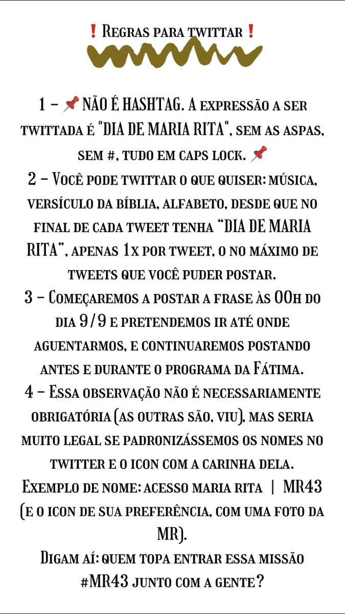 acessomariarita's tweet photo. #MR43 #9DiasComMariaRita
📌 ATENÇÃO!!!!!
Quem está junto com a gente nessa???
DIA DE MARIA RITA https://t.co/YRBvYuAChI