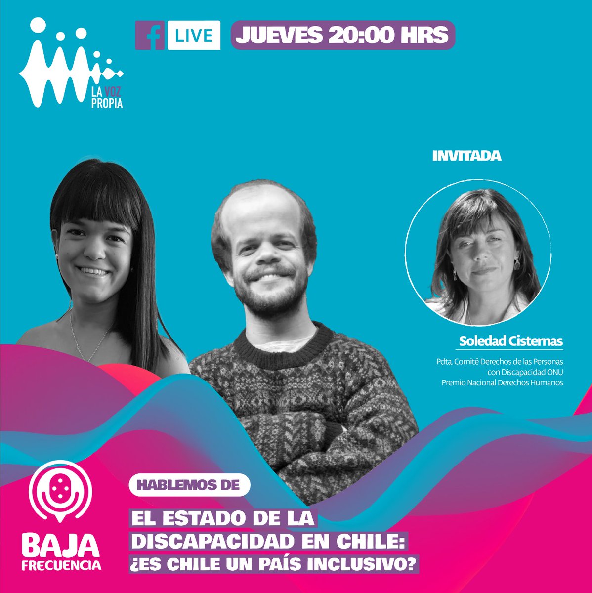 bftallabaja's tweet photo. Los invitamos este Jueves a un nuevo programa  junto Soledad Cisternas @Disability_SE Presidenta del Comité Derechos de las Personas con Discapacidad #ONU 

El estado de la discapacidad en Chile ¿Es Chile un país Inclusivo? esto y más en #bajafrecuenciatb 

¡No se lo pierdan! https://t.co/3zvpGB39pt