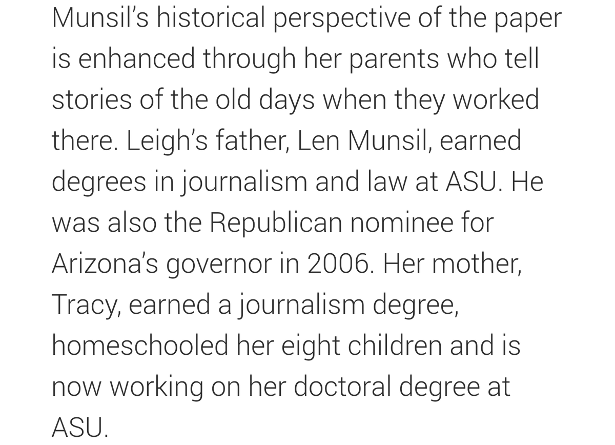 That person is Tracy Munsil's daughter, Leigh Munsil.Leigh, formerly the political editor at TheBlaze among other past posts, is currently the editor of CNN's The Point with Chris Cillizza.On the surface, I find this troubling.(Perhaps we should dig here more later.)/14