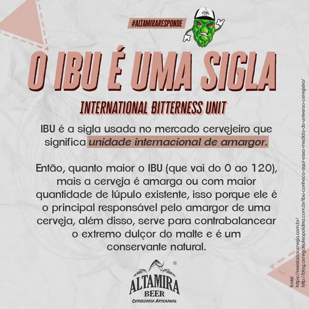 AltamiraBeer's tweet photo. Que vocês gostam do amargor do nosso chopp a gente sabe, mas queremos saber se já conheciam o significado de IBU?!? #IBU 🍺🌱🤓
 
 #cerveja #altamirabeer #cervejaartesanal #chopp #lupulos #hop #hopbeer #IBUscale https://t.co/4BUaO07eyc