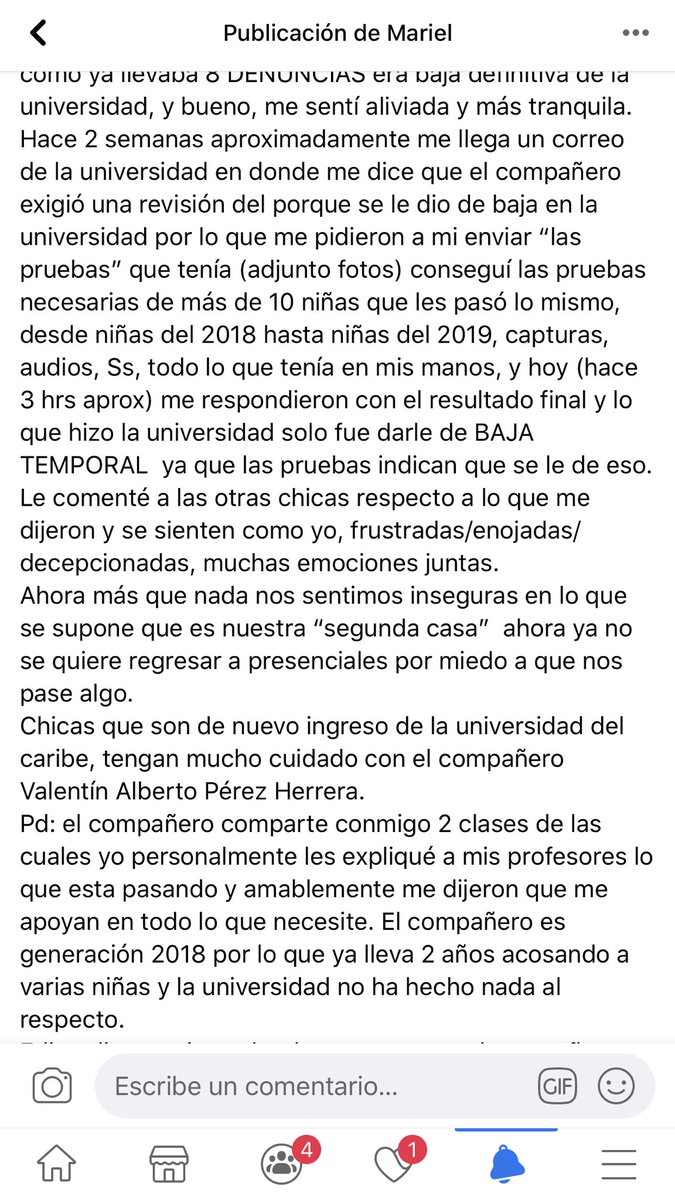 MeTooUNICARIBE's tweet photo. @UcaribeOficial  exigimos acción inmediata en este caso, ya habíamos denunciado varios casos a través de nuestra cuenta, no solo es dar de baja ¿Quien nos da la certeza que no nos agredira? FUERA VALENTIN DE LA UNICARIBE. #CeroTolerancia #JUSTICIA😡 https://t.co/5Ofmulj7AA