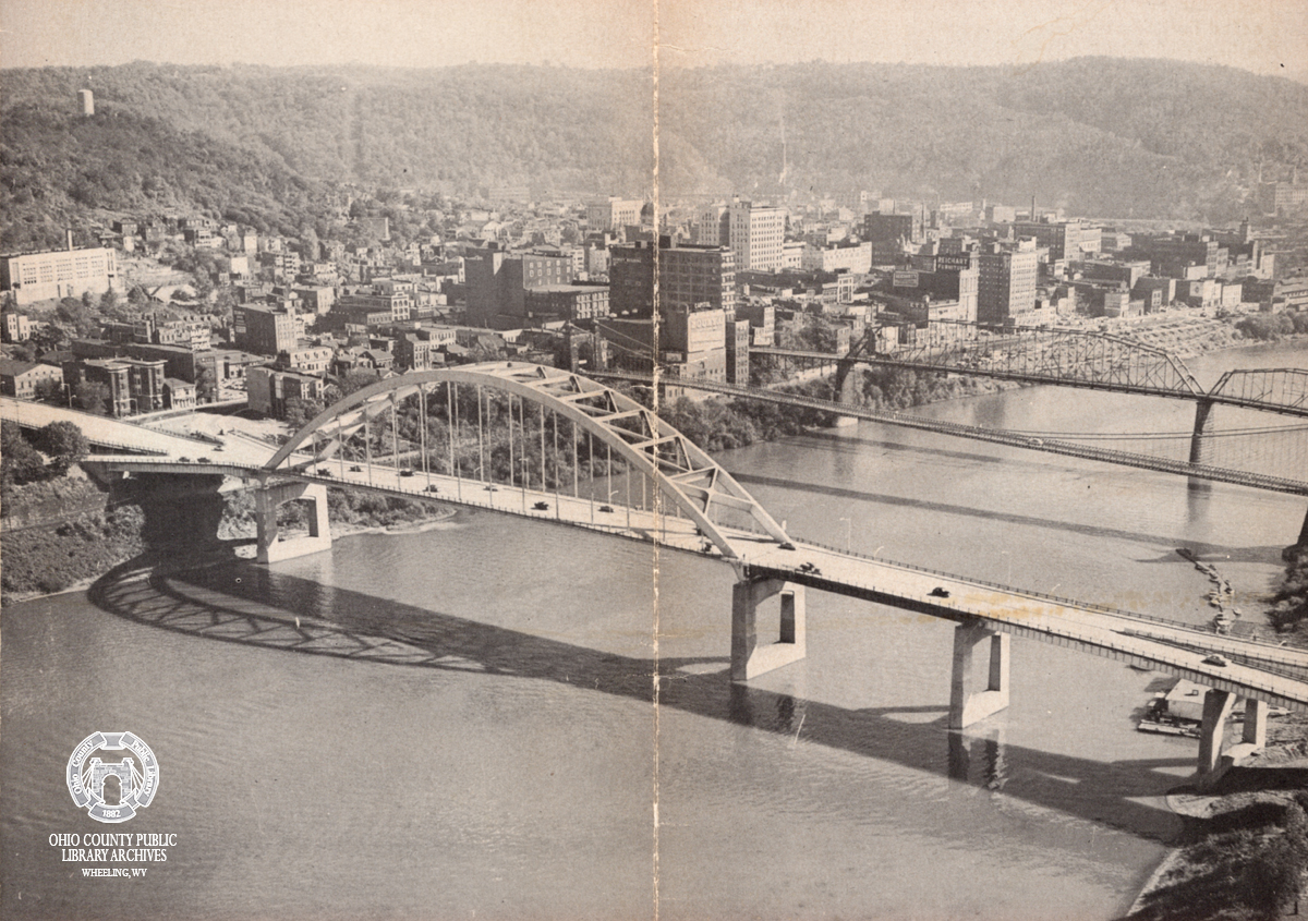 ArchiveWheeling's tweet photo. #OTD in #WheelingHistory - 9/8/1955: The #FortHenry Bridge opened while the Steel Bridge closed to traffic. 7 yrs later, 9/8/1962, the center pier of the Steel Bridge was dynamited. The blast damaged boats at the #OhioValley Yacht Club &amp; flying debris injured a #Wheeling girl. https://t.co/Raz5nabE6Z