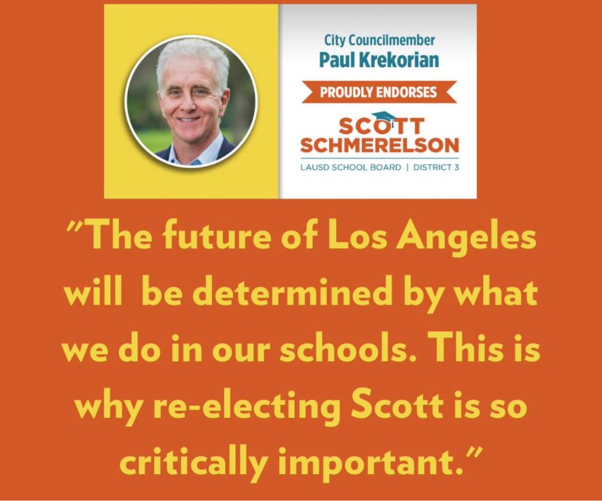 4Lausd's tweet photo. Thank you @PaulKrekorian! This election is critical. We need you to join the Scott Team! You can volunteer to reach voters, make a contribution or start by sharing this post with your friends! https://t.co/m438SMLnt6
#scott4lausd #reelectscott #experiencematters https://t.co/ajgpZSzkyV