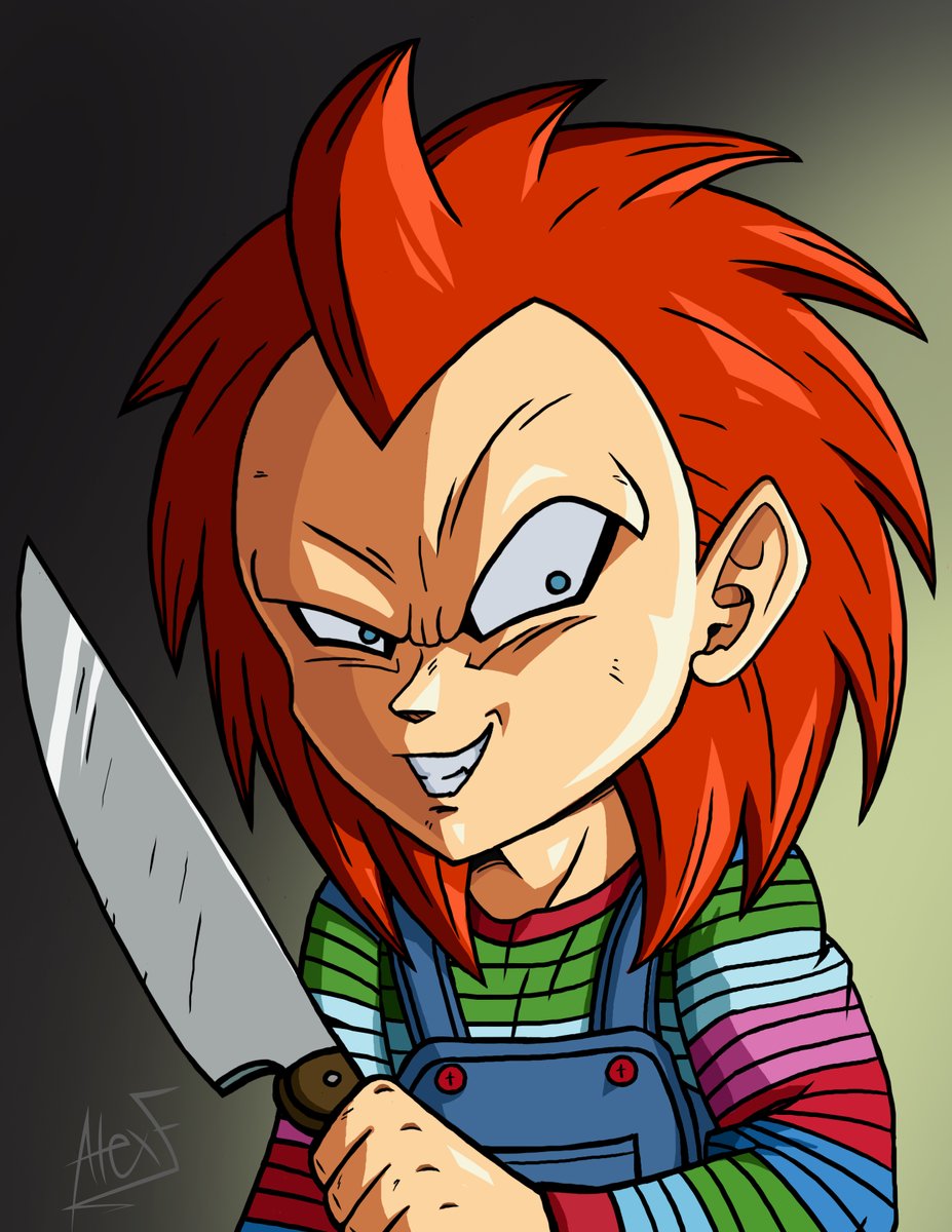 AlexForgetteArt's tweet photo. #5 for the #givemesixcharacterstomakefanartof is Chucky rendered in the #DragonBallZ style!   A very strange mix but it translated well I thought!

https://t.co/ECUKfFtIBU

#cartoonart #digitalart #ChildsPlay #chucky https://t.co/Da3TYTffSc