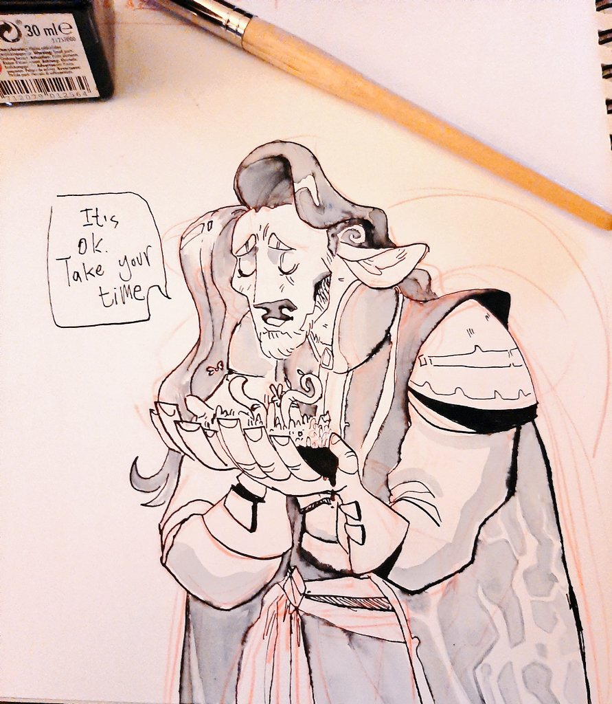 I forgot I was using a water based ink so it all bleed but that's ok because I love him 