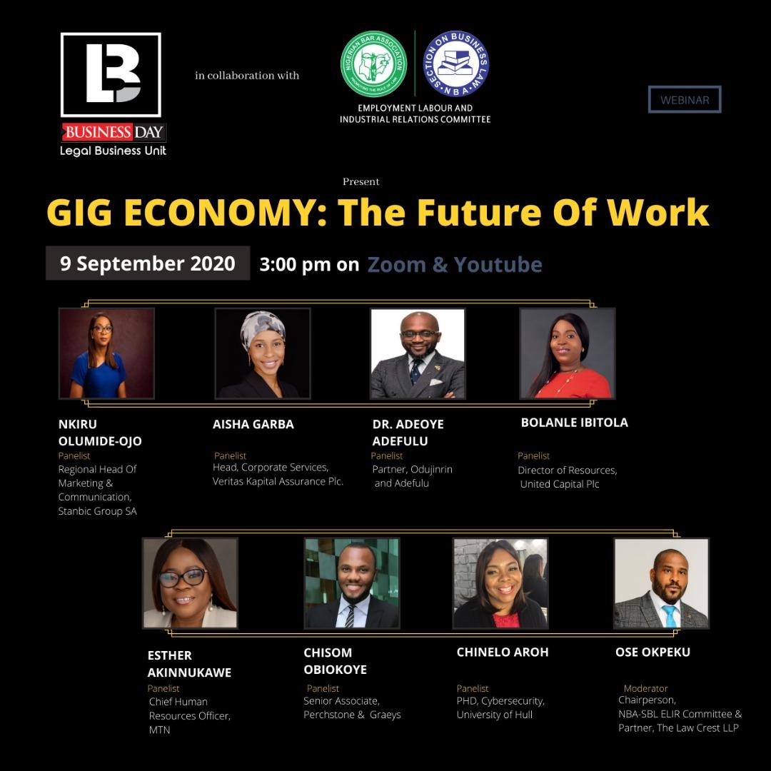 estherakinn's tweet photo. I will be speaking as a panelist at the Businesses Day Legal Unit Event - GIG Economy: The Future of Work later today Wednesday September 9. Looking forward to an enriching conversation. 
Register here: https://t.co/DEe6RpEdsD
#businessday #futureofwork https://t.co/GHg3lRe0zz