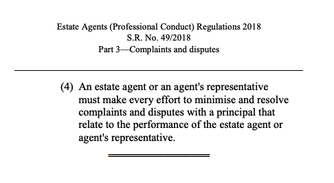 Interestingly,  @consumer_action CEO  @gerardbrody noted the advice may contravene Victorian real estate agents' conduct obligations. Here's what the official wording says.