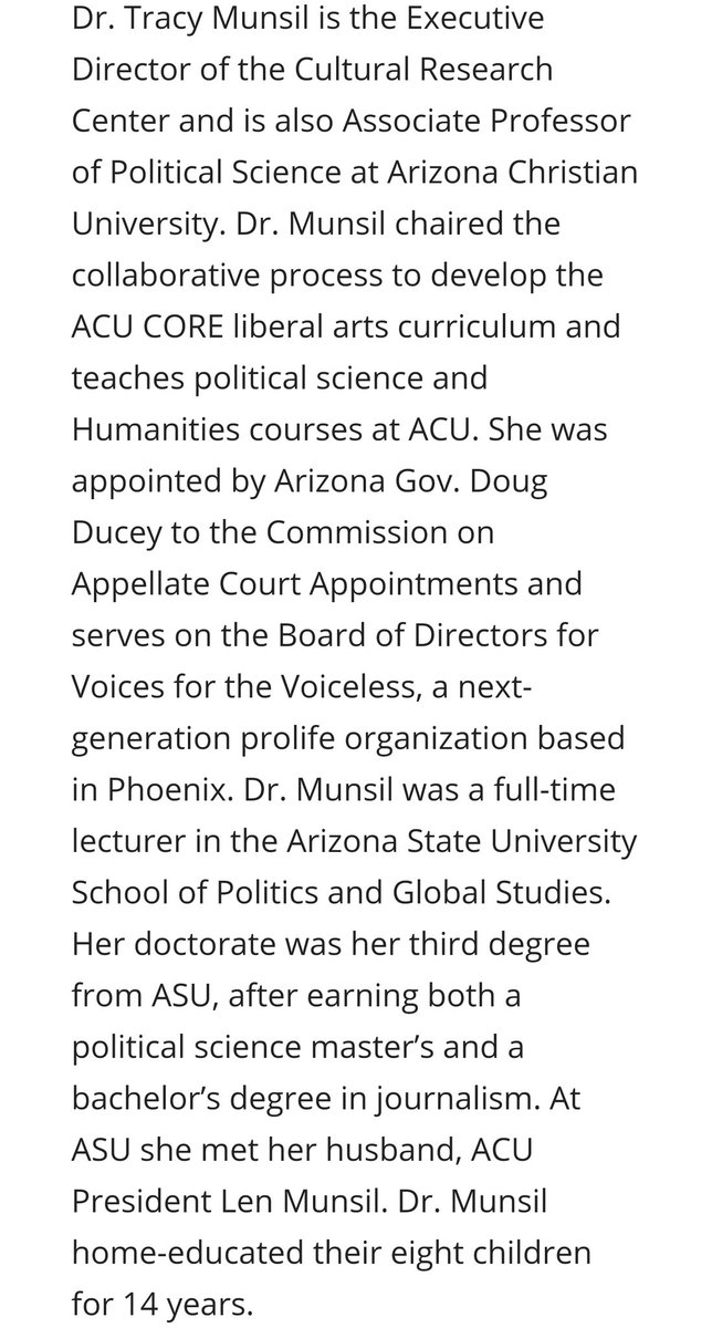 Barna's partner at CRC is Executive Director Tracy Munsil, wife of the president of Arizona Christian University (of which CRC is a part), Len Munsil.At least one other person closely connected to Tracy Munsil caught my eye... /13