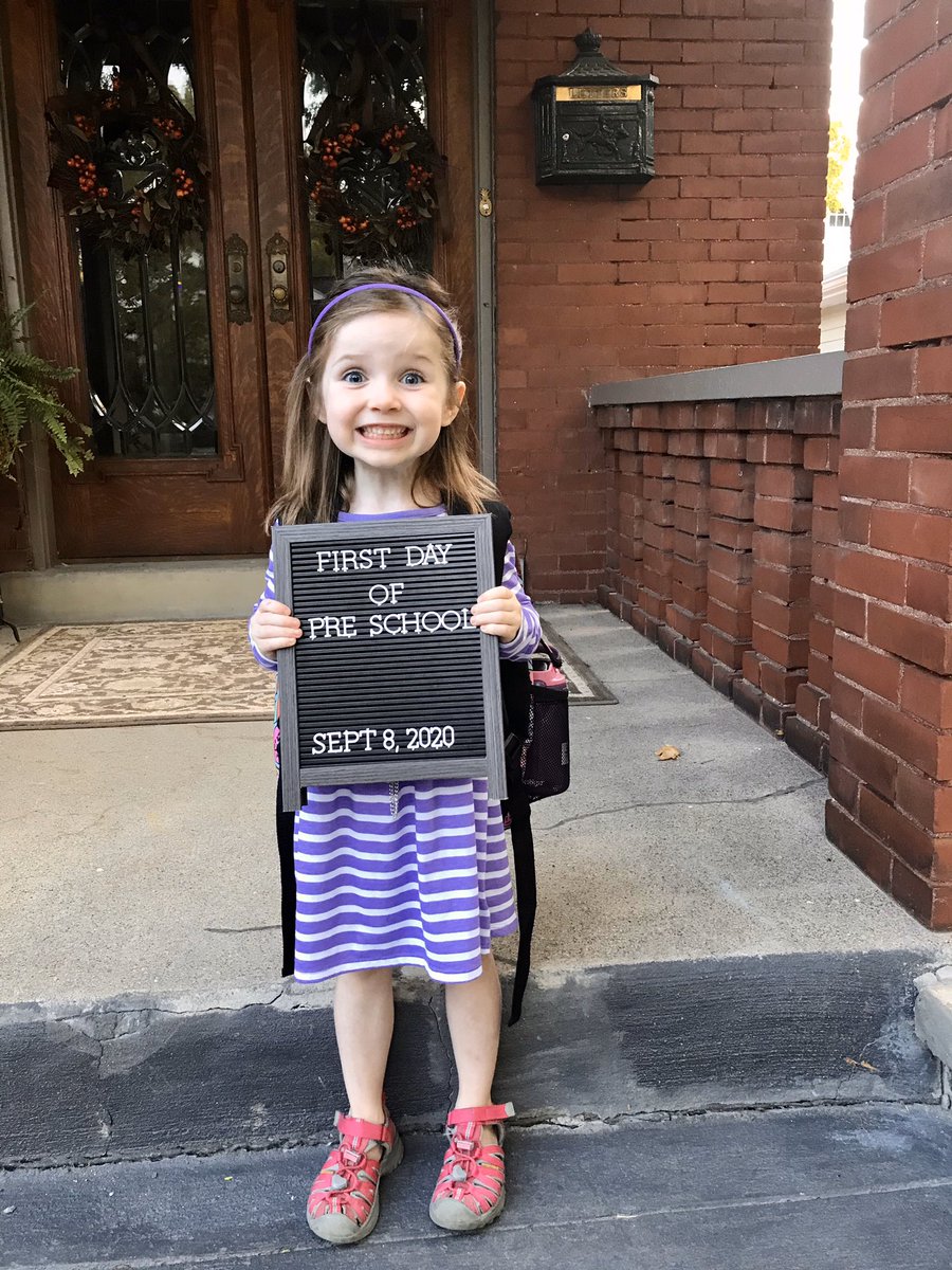 steffenpartyof5's tweet photo. She came. She saw. She conquered her first day of preschool! Full of excitement, we can hardly contain ourselves. #GirlPower #smartisbeautiful @MAGludlow https://t.co/LY1AaBnELj