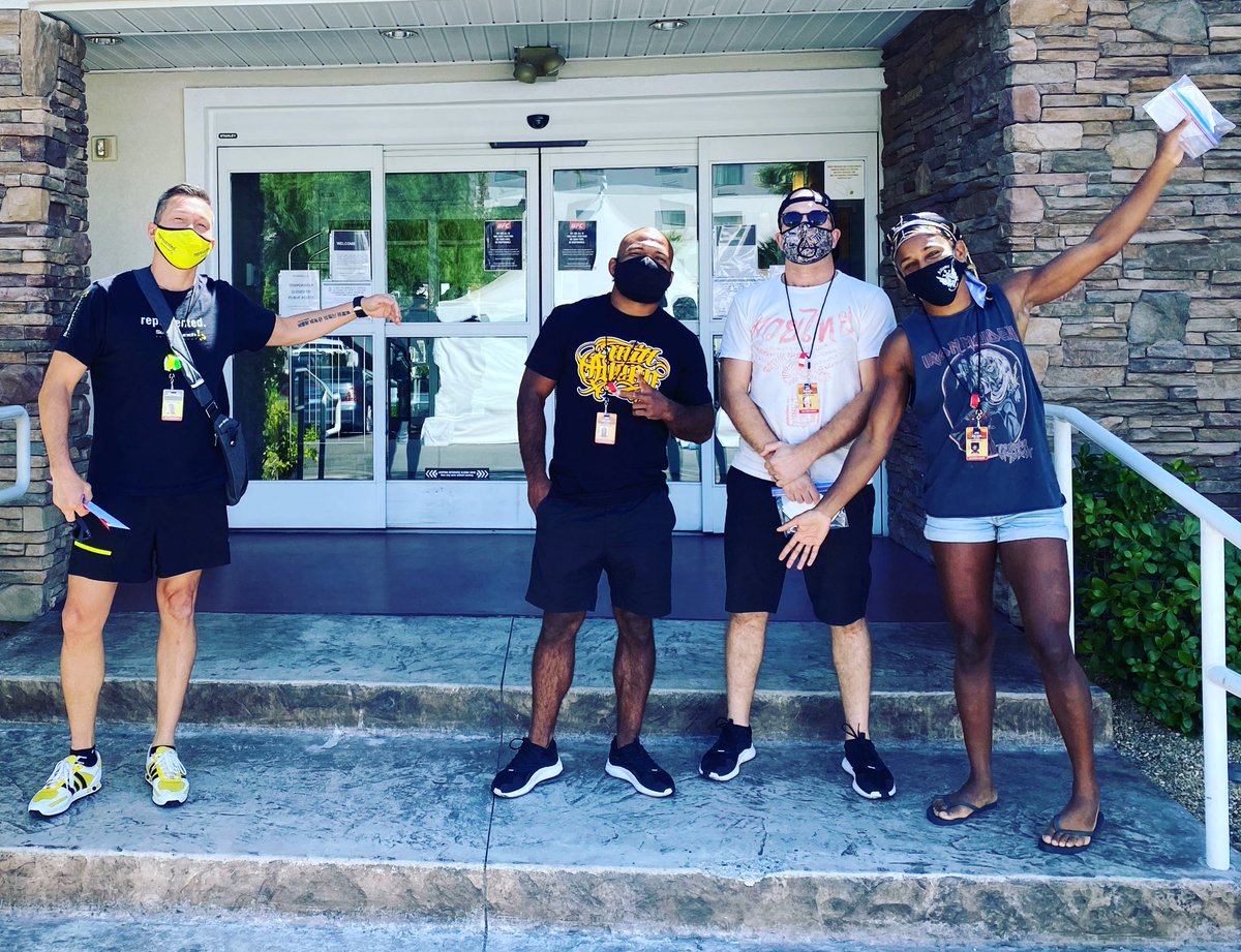 AngieOverkill's tweet photo. We made it! No hugs for @BrianButler_Au as per protocol, now I sit in my room for 24 hours with my fingers crossed. #QuarantineAnge #MainEventAnge #UFCVegas10 https://t.co/AWAqcd3sh9