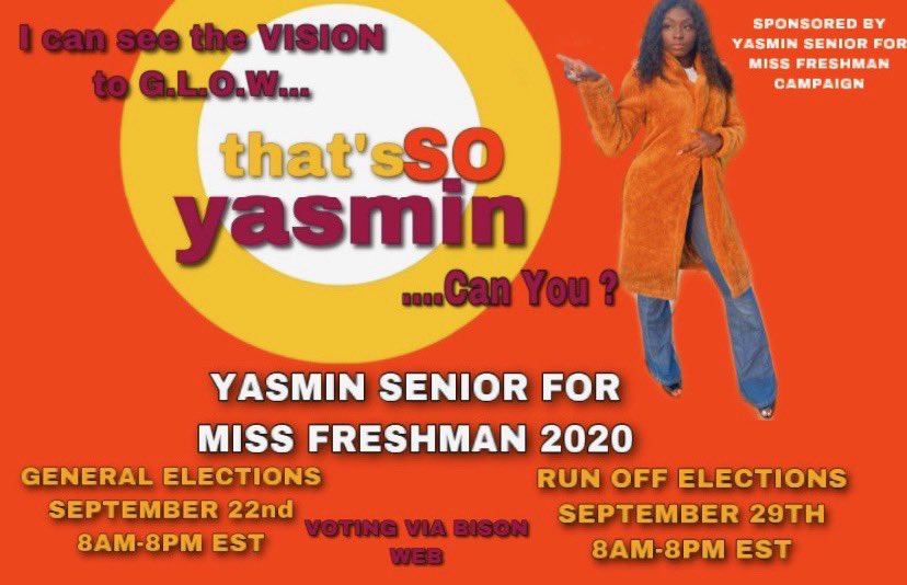 lizzycashing's tweet photo. Greetings bison,
I am Yasmin Y. Senior and I am gracefully vying to be your Miss Freshman for the 2020-2021 Academic School year here at Howard University! Prepare to G.L.O.W our freshman year!β€οΈπ
I can see the VISION ... CAN YOU ?
#hu24 #howard24 #thatssoyasmin https://t.co/I0nLOrnbAF