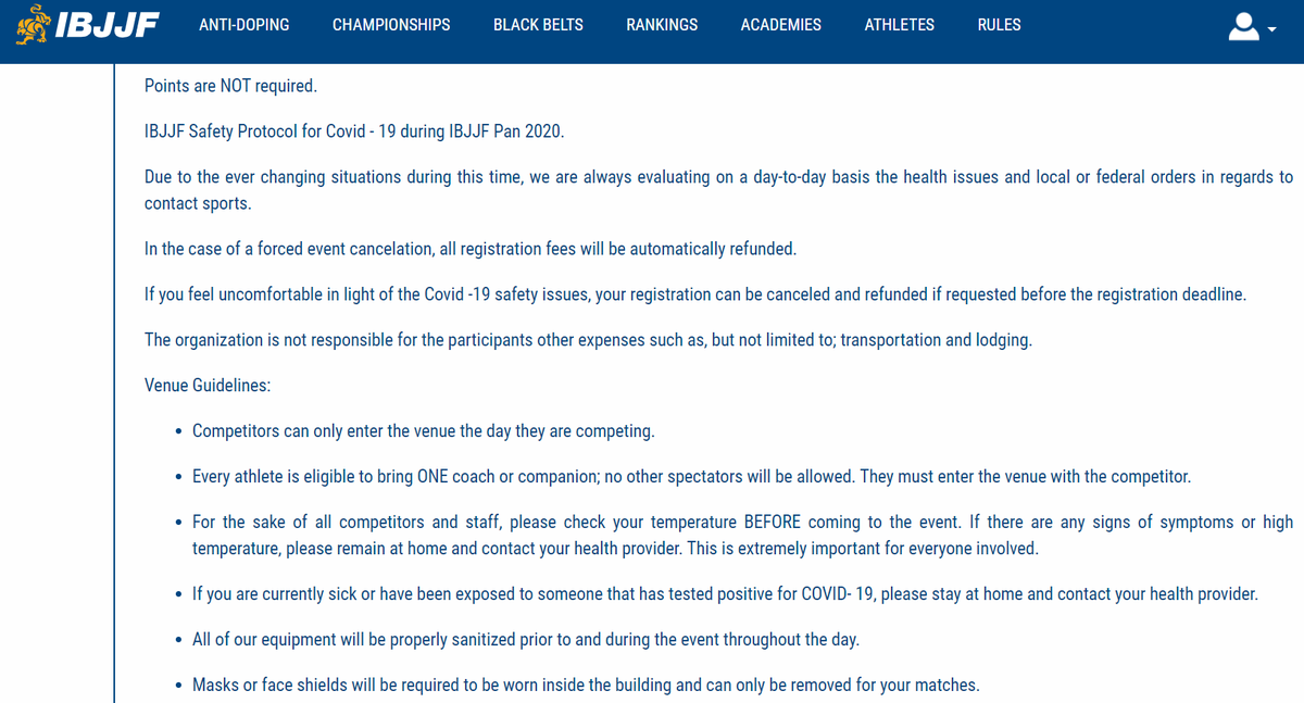 JiuJitsuJournal's tweet photo. #IBJJF precautions for Pans. https://t.co/acLm0avzGb