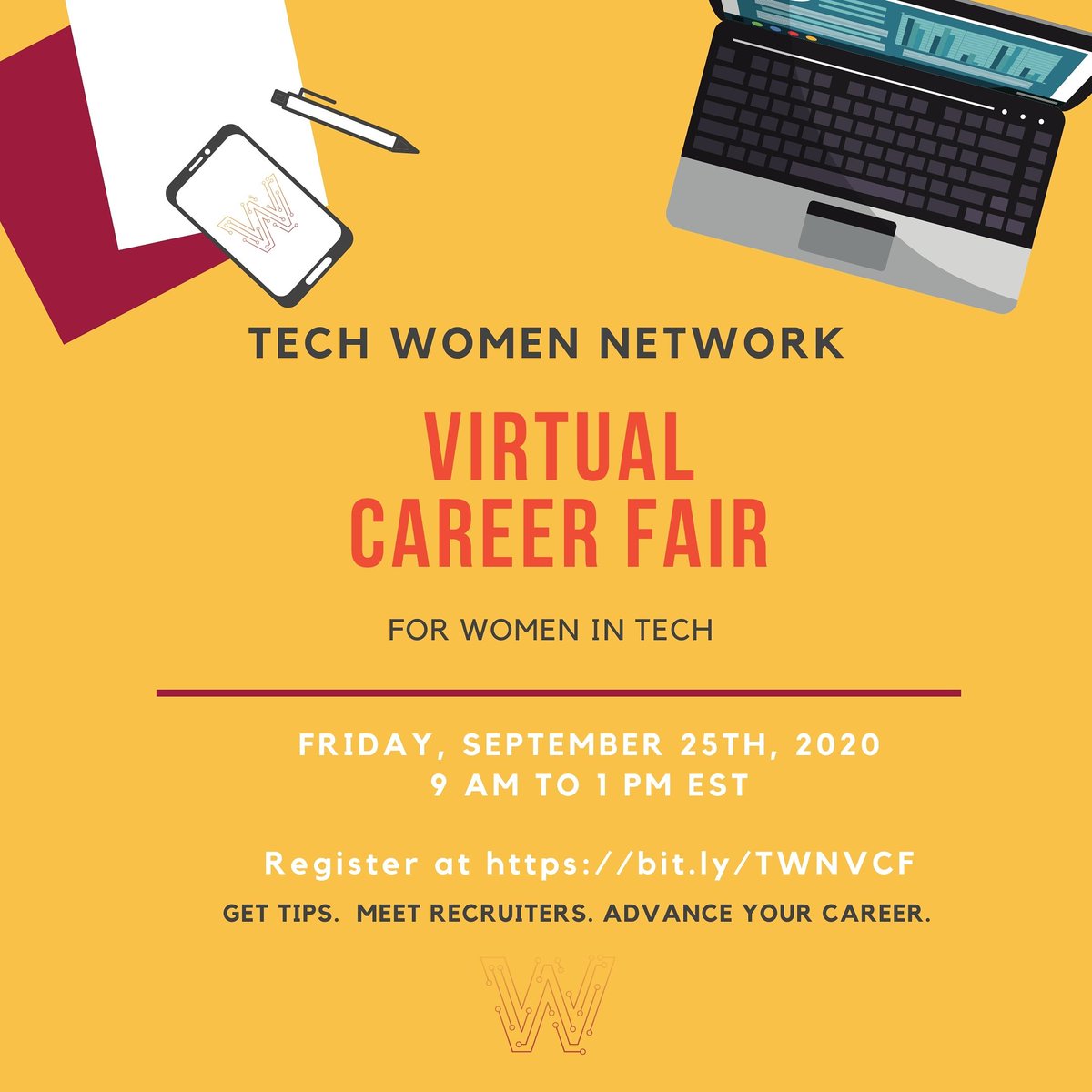 TechWomenWork's tweet photo. Join us for a virtual career fair! #https://bit.ly/TWNVCF #womenintech #wocintech #techwomen #techwomennetwork https://t.co/nsTDLlVHNa