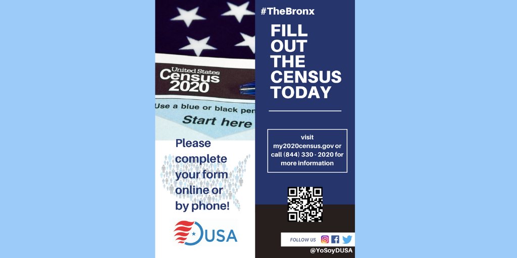 YoSoyDUSA's tweet image. #TheBronx let's get counted! 
With only 3 weeks left, we are doing a #CensusWeek! 🎉 Fill out the census today online my2020census.gov or by phone (844) 330 - 2020 ⬅️ @NALEO @galeabrewer