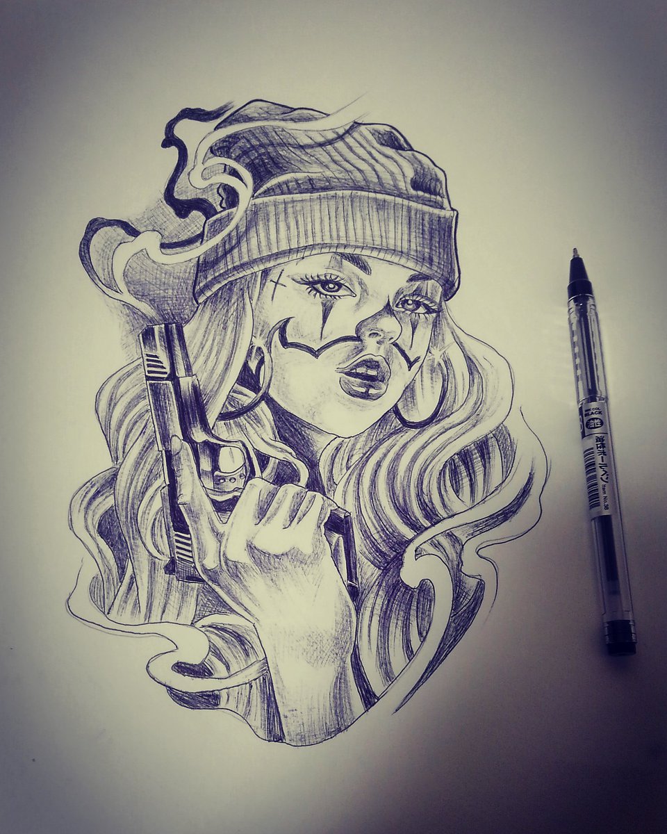 Shoutattooart En Twitter ボールペン画 ボールペン画 お絵かき イラスト 落書き タトゥー チカーノタトゥー