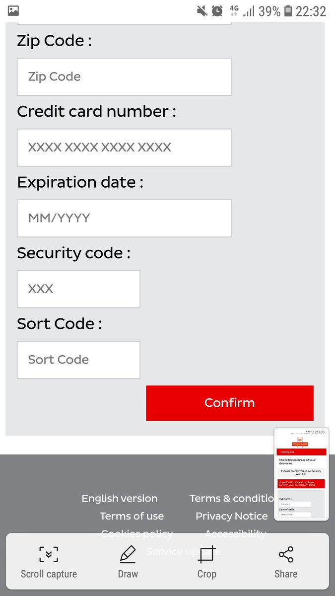 MelMacRae's tweet photo. @RoyalMailHelp  almost completed this..but on second look a bit suspicious! https://t.co/4LEh1i10xt