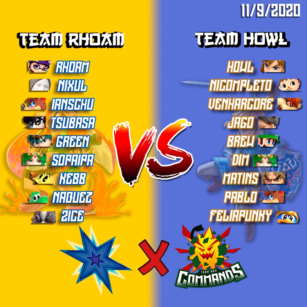 TNC_Smash's tweet photo. Este Viernes en conjunto con @Team_SyC_Smash, vamos a tener la Crew Battle:

*Team Howl vs Team Rhoam*

Una Crew Battle donde los capitanes @Howl_SSBU y @Rhoam_ se estarán enfrentando en equipos 9 vs 9, con participación de jugadores de TNC y SyC.

Los esperamos!! 😁

#GoTNC https://t.co/nRB7wbsSmH