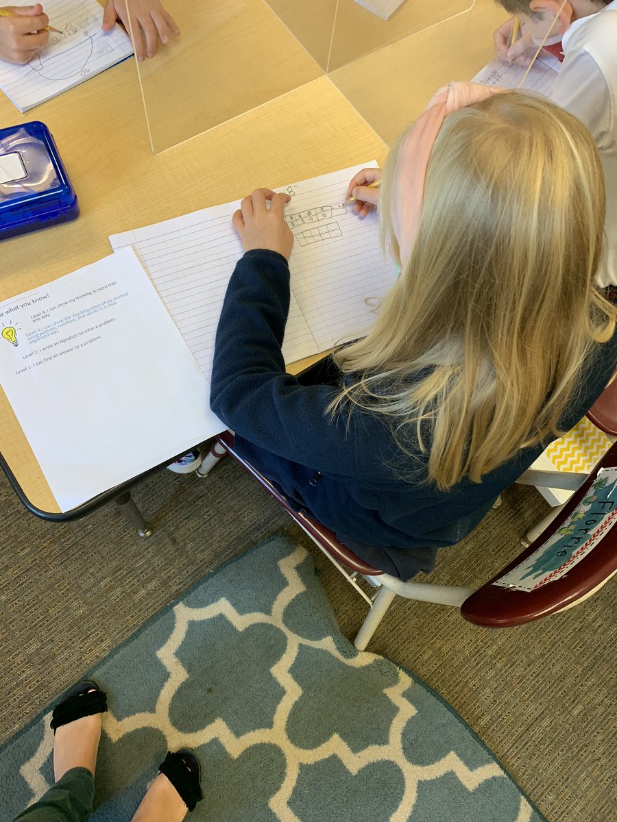 mswalkertrinity's tweet image. Using the learning progression for showing our strategy in pictures, numbers, and words to guide our work today! Everyone in the class worked so hard to level up their thinking to a Level 4- showing TWO different strategies to solve. #trinitylearns #mathematicians
