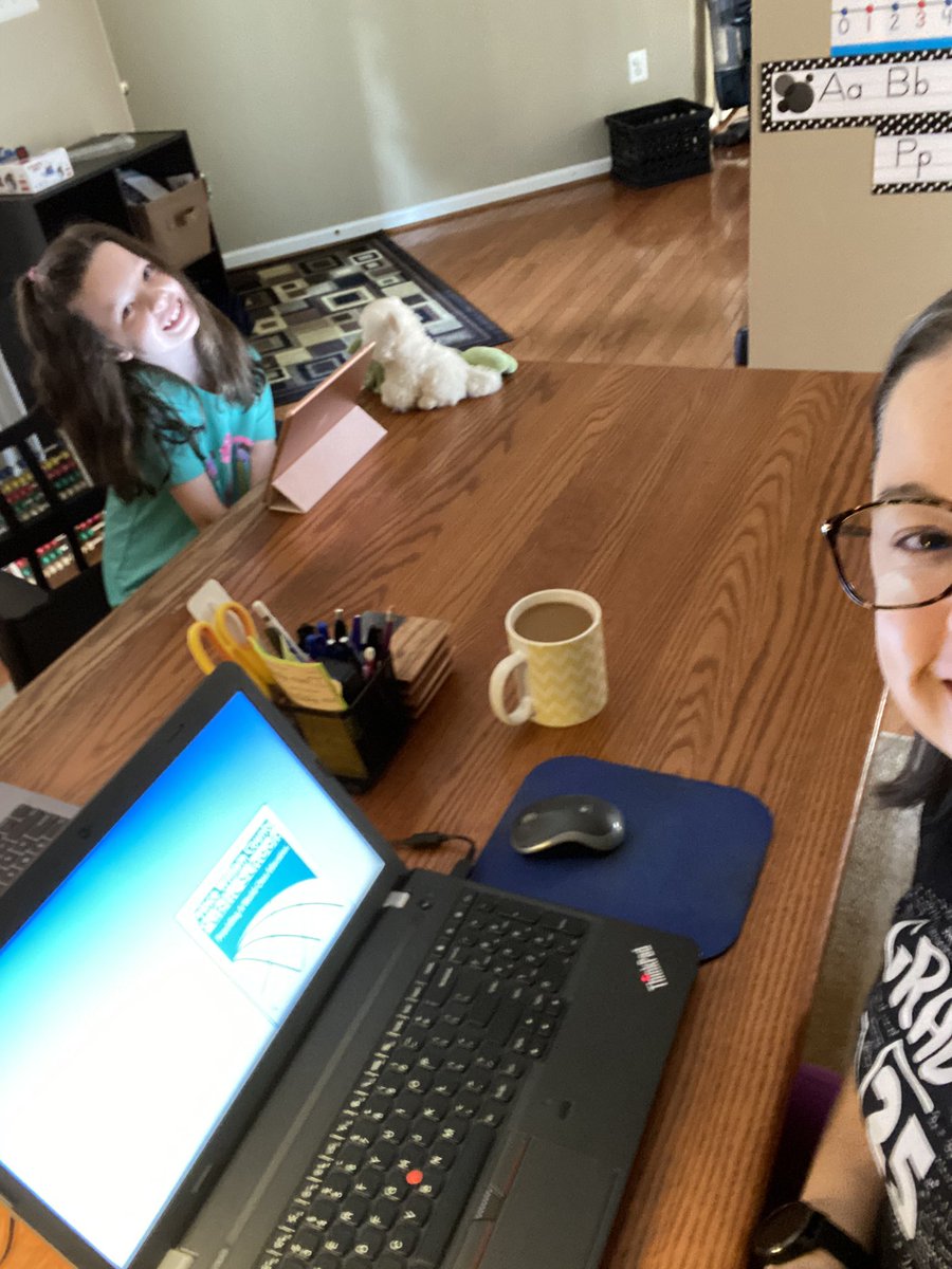 Coopers5thgrade's tweet photo. My mini me and I are ready to tackle virtual learning/teaching!  Everyone have a great school year! https://t.co/dCBRsj2aRv