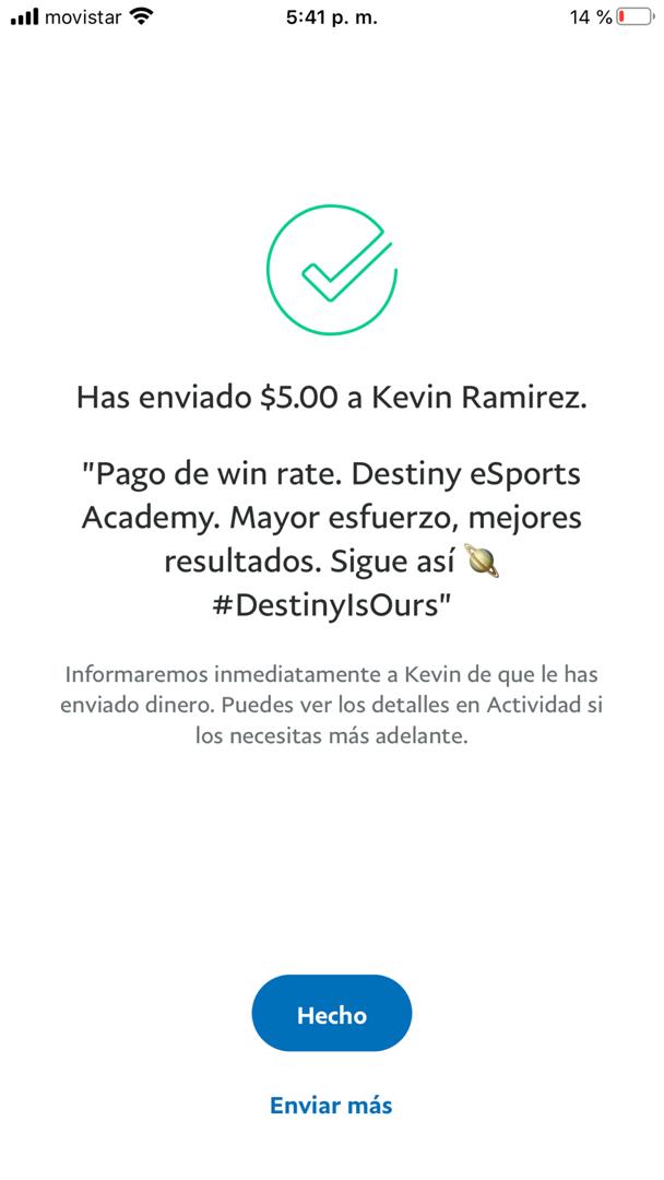 Quiero dar las gracias a <a href="/DestinyeSport10/">Destiny eSports</a> por el pago a mejor Win rate del Academy. A seguir mejorando 💪