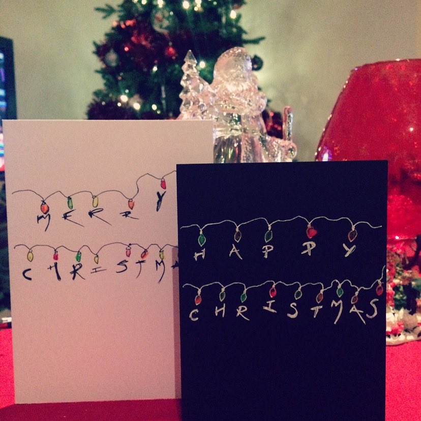 HolmeMadeHulme's tweet photo. Holidays are coming.... holidays are coming...🎅🏻🤶🏻❄️🎉❤️🌟🎄🎁🍾🥂☃️🎊 #strangerthings card design . #christmascards #handmade #holmemadeinhulme #SupportSmallBusinesses #shoplocal #cfartist #cf #manchestermaker #artsandcrafts #demigorgan https://t.co/JtNu6vdndc