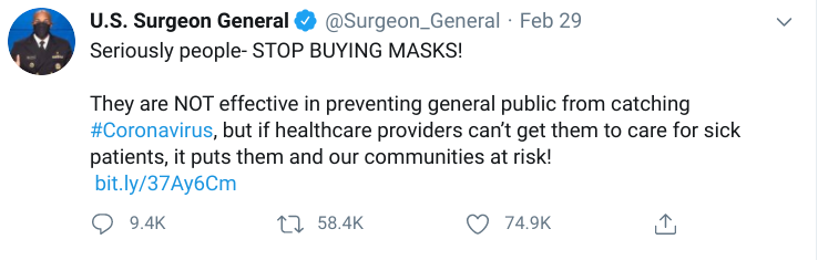 U.S. Surgeon General Jerome Adams was adamant about masks...-3-