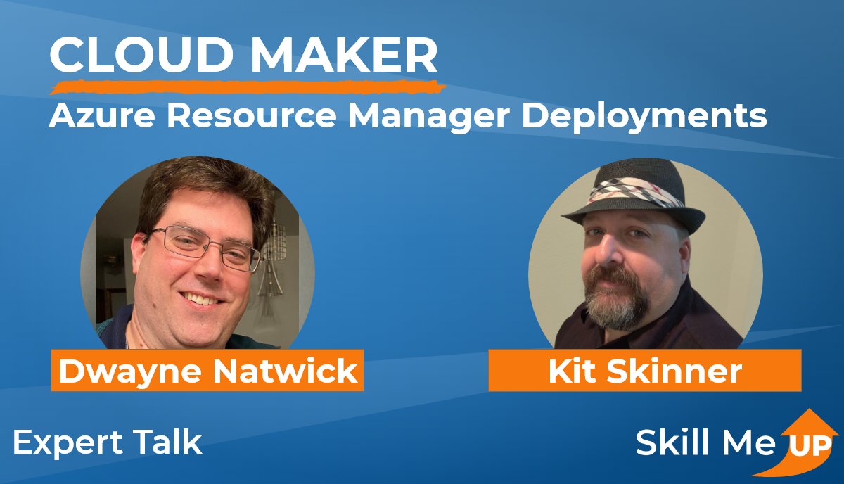 SkillMeUp_Learn's tweet photo. In this episode of #CloudMaker @AzureSMFX and @DwayneNcloud  will simplify #Azure deployments. Our Experts will help you understand why it can make your life easier and what to expect for the future! #SkillMeUP

Start Your Free 10-day Trial: https://t.co/KhsjyRSrgo https://t.co/2MO6vdSDUa