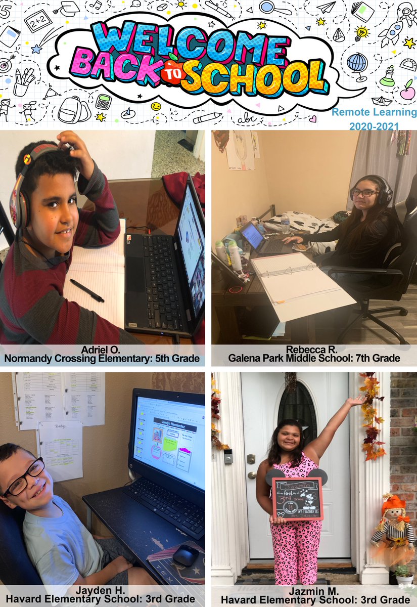 GalenaParkISD's tweet photo. We have LOVED seeing First Day of Virtual Learning pictures! Stay tuned for more collages as the First Week of School continues.

Please click the link to submit your child's first day of virtual learning photos: https://t.co/jf2U4a8DkO https://t.co/cMKns73pe3