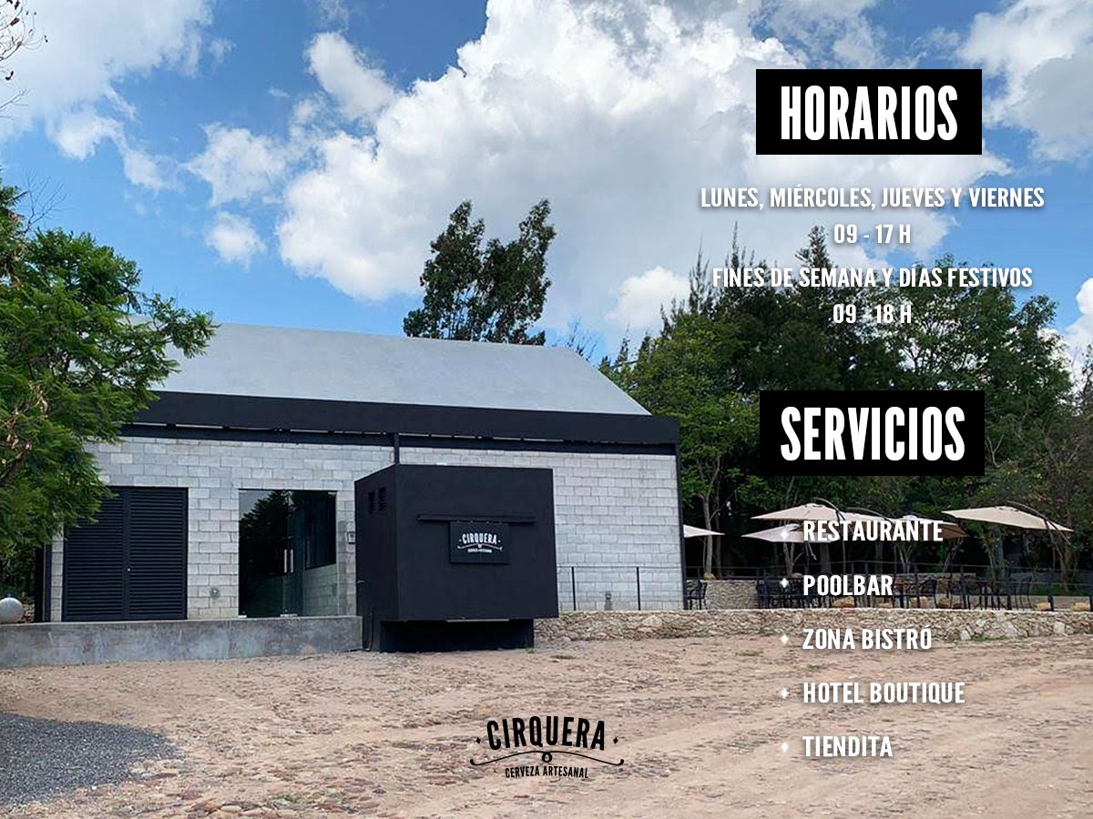 cirqueramx's tweet photo. ¿Quieres visitarnos? Conoce nuestros horarios y servicios. 🍻👇

#CervezaArtesanal https://t.co/7MdDAa9g6j