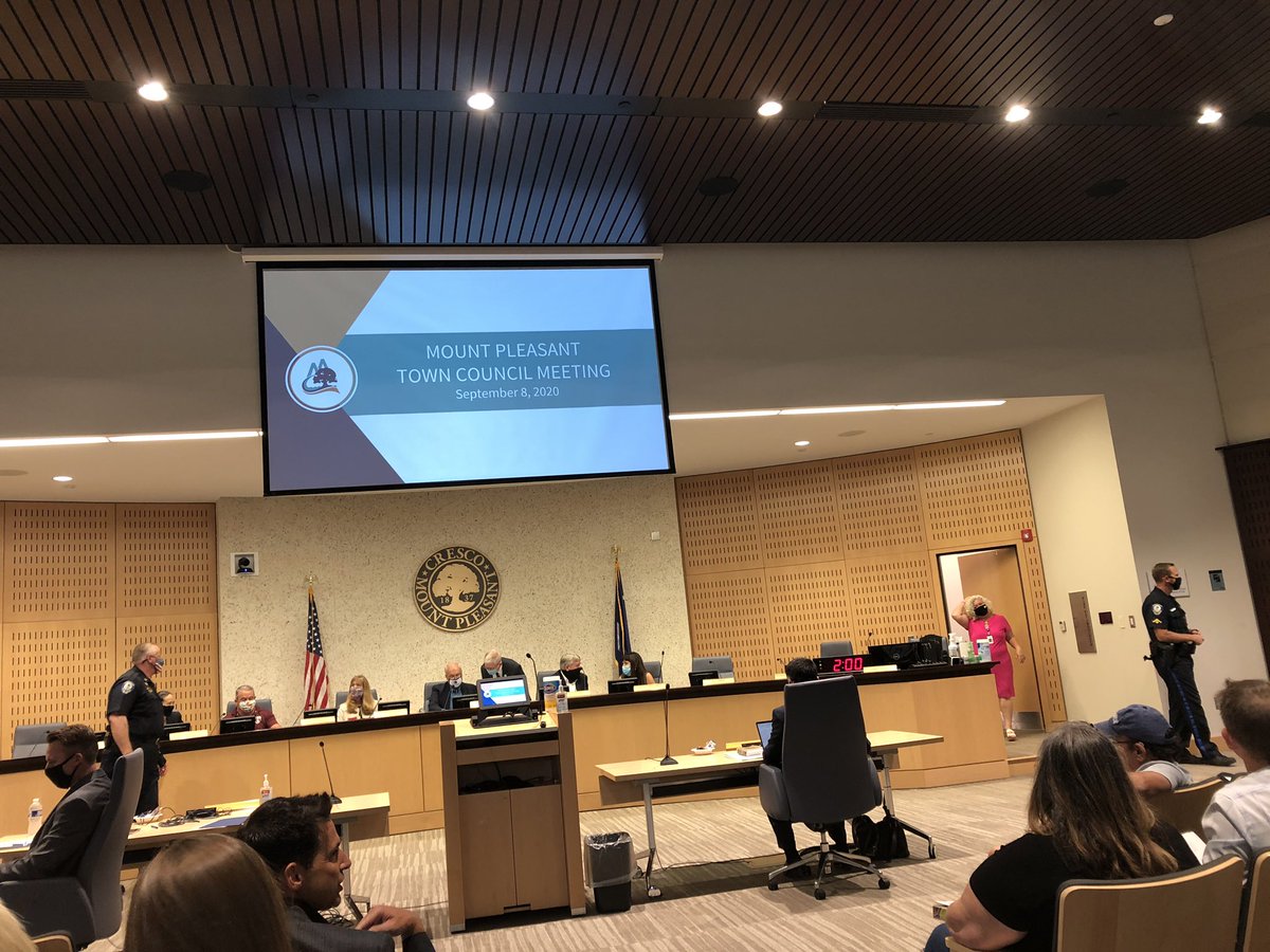 danielbforSC's tweet photo. I’m here at the Mount Pleasant Town Council meeting where the council is considering a new mask ordinance. #chsnews #scpol #mtp https://t.co/u4QyVKDtrg
