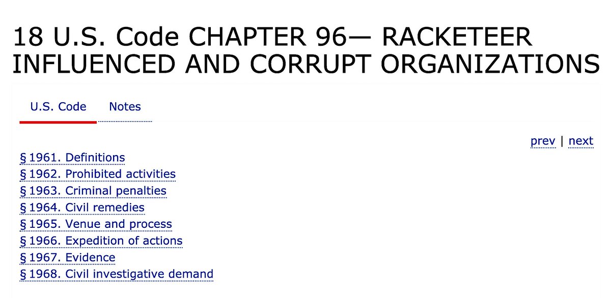 There Is Quite A Lot Of Text To Read Under Chapter 96 And § 1961 - § 1968, Too Much To Put Into Screenshots.The Link Below Is Directly To Cornell Laws School Legal Information Institute And Chapter 96. https://www.law.cornell.edu/uscode/text/18/part-I/chapter-96