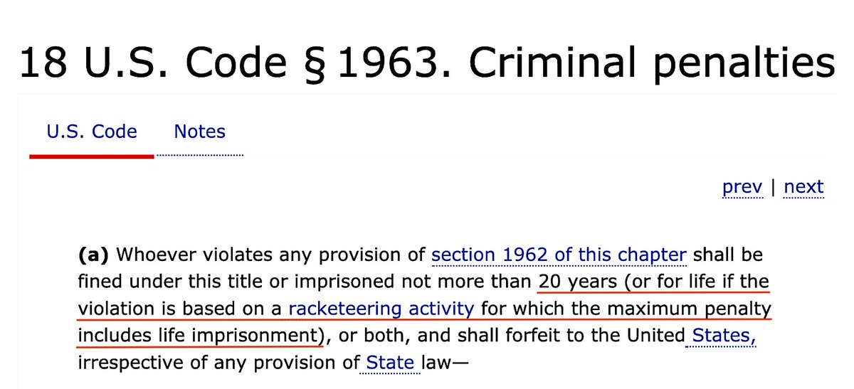 18 U.S. Code Chapter 96 - Racketeer Influenced And Corrupt Organizations.'...20 Years, Or For Life If The Violation Is Based On A Racketeering Activity For Which The Maximum Penalty Includes Life Imprisonment.'