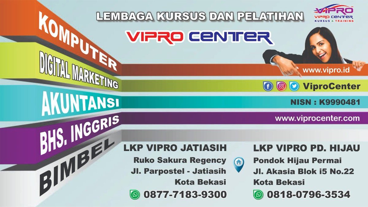 ViproTraining's tweet photo. Tempat pelatihan komputer daerah bekasi dan jakarta
#pelatihankomputer #trainingkomputer #kursuskomputer #jakarta #bekasi https://t.co/F0tQGFoG8S