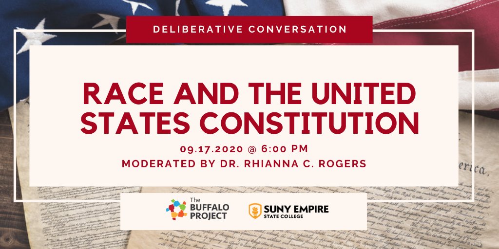 project_buffalo's tweet photo. Save the date for this #DeliberativeConversation!
Let's have a meaningful dialogue about the legacy of the complex racial dilemmas that went unresolved in the framing of our constitution and take a close look at their impact today.
Registration link coming soon! https://t.co/QiuikUvr3c
