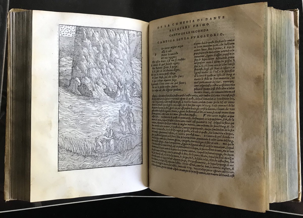 Rare 1544 #Vellutelloedition of Dante’s #LaComedia, with 87 #woodcuts. Vellutello’s work was the first new commentary to be published in the 16th c. #Vellutello was concerned w elucidating Dante's historical and literary allusions. buff.ly/33d9EFY