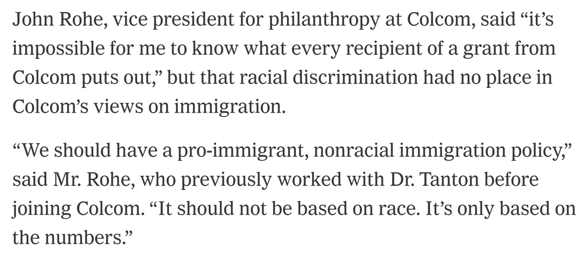 TomJawetz's tweet photo. Can you imagine being the VP of a foundation that bankrolls the entire anti-immigrant movement--all of the orgs founded by John Tanton, a racist eugenicist--and pretending to condemn racial discrimination and be unaware of the vile stuff said and done by the orgs you support? https://t.co/AAWI5IkD64
