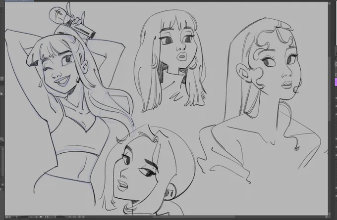 im trying to do cartoony portraits this week but they are so hard... people who draw fanart of real people are so strong (no rosés yet bc i dont like the ones i did of her yet ;_;) 