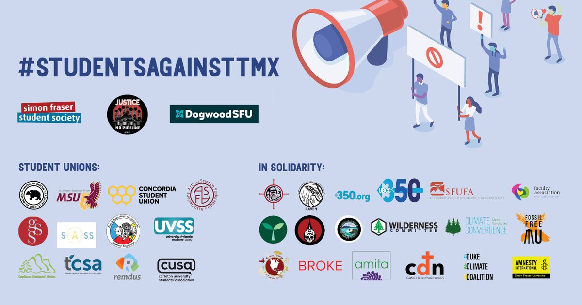 Student organizations from across Canada &amp; the US are calling for a stop to the Trans Mountain Expansion (TMX) project. The SFSS, 'Justice, No Pipeline', and Dogwood SFU have sent a letter to Prime Minister Justin Trudeau. Be a part of #StudentsAgainstTMX: sfss.ca/students-deman…