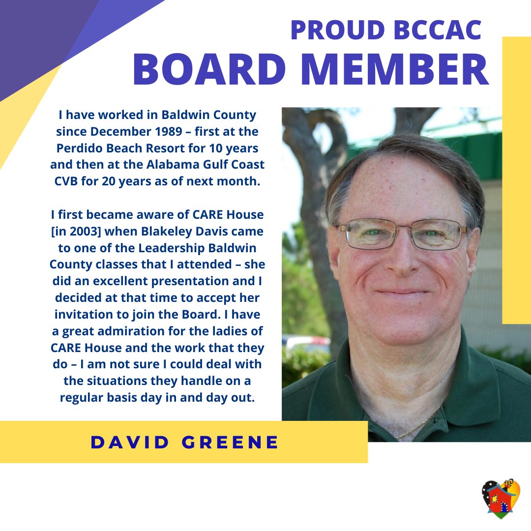 Thank you, David, for your commitment and dedication to the BCCAC mission! #ProudBoardMember #BCCACBoardMember #ChildAbusePrevention #BaldwinCountyCAC