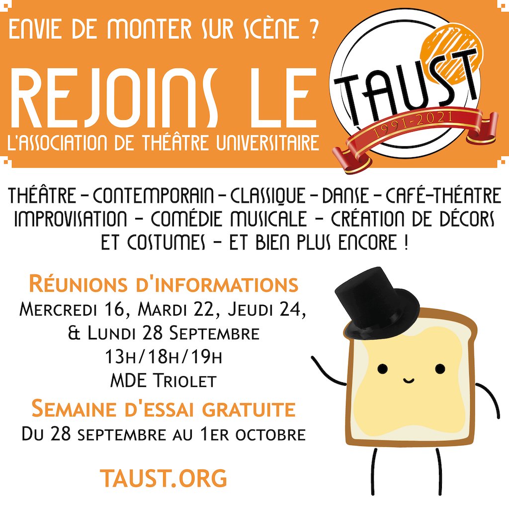 taustasso's tweet photo. Le TAUST fait sa rentrée ! https://t.co/iBipCgZfAr
#Montpellier #Université #theatre https://t.co/duxNI3M3a6