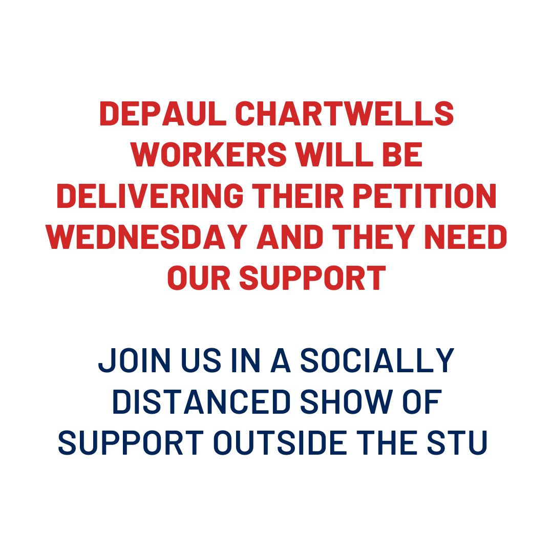 DepaulAlliance's tweet photo. ‼️ACTION ALERT ‼️

Join us tomorrow at 3:15pm to support DePaul Chartwells workers outside the Lincoln Park Student Center https://t.co/KLaq6q3Lrt