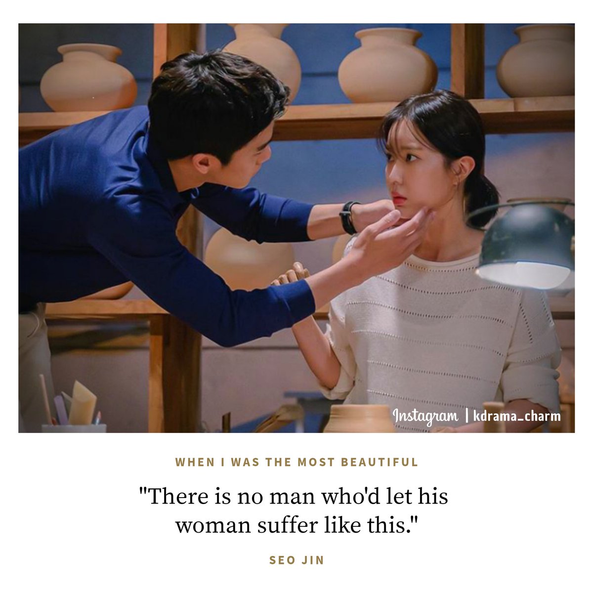 Kdrama_Charm's tweet photo. “𝑻𝒉𝒆𝒓𝒆 𝒊𝒔 𝒏𝒐 𝒎𝒂𝒏 𝒘𝒉𝒐'𝒅 𝒍𝒆𝒕 𝒉𝒊𝒔 𝒘𝒐𝒎𝒂𝒏 𝒔𝒖𝒇𝒇𝒆𝒓 𝒍𝒊𝒌𝒆 𝒕𝒉𝒊𝒔.” - 𝑺𝒆𝒐 𝑱𝒊𝒏 ✍️⁣

~~#WhenIWasTheMostBeautiful~~
#ImSooHyang #HaSeokJin #JiSoo #WhenIWasThePrettiest #mbcdrama https://t.co/eu3eCysTUS
