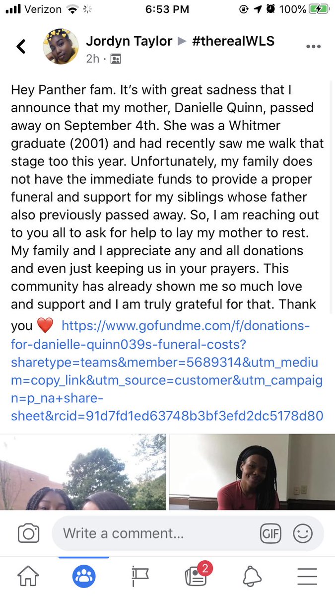 Hey Panthers! One of our graduates from last year is experiencing an unimaginable loss and is asking for your love. Jordyn was a great student, friend, Speech/Debater and even represented you on the WLS school board! Help if you can.

gofundme.com/f/donations-fo…