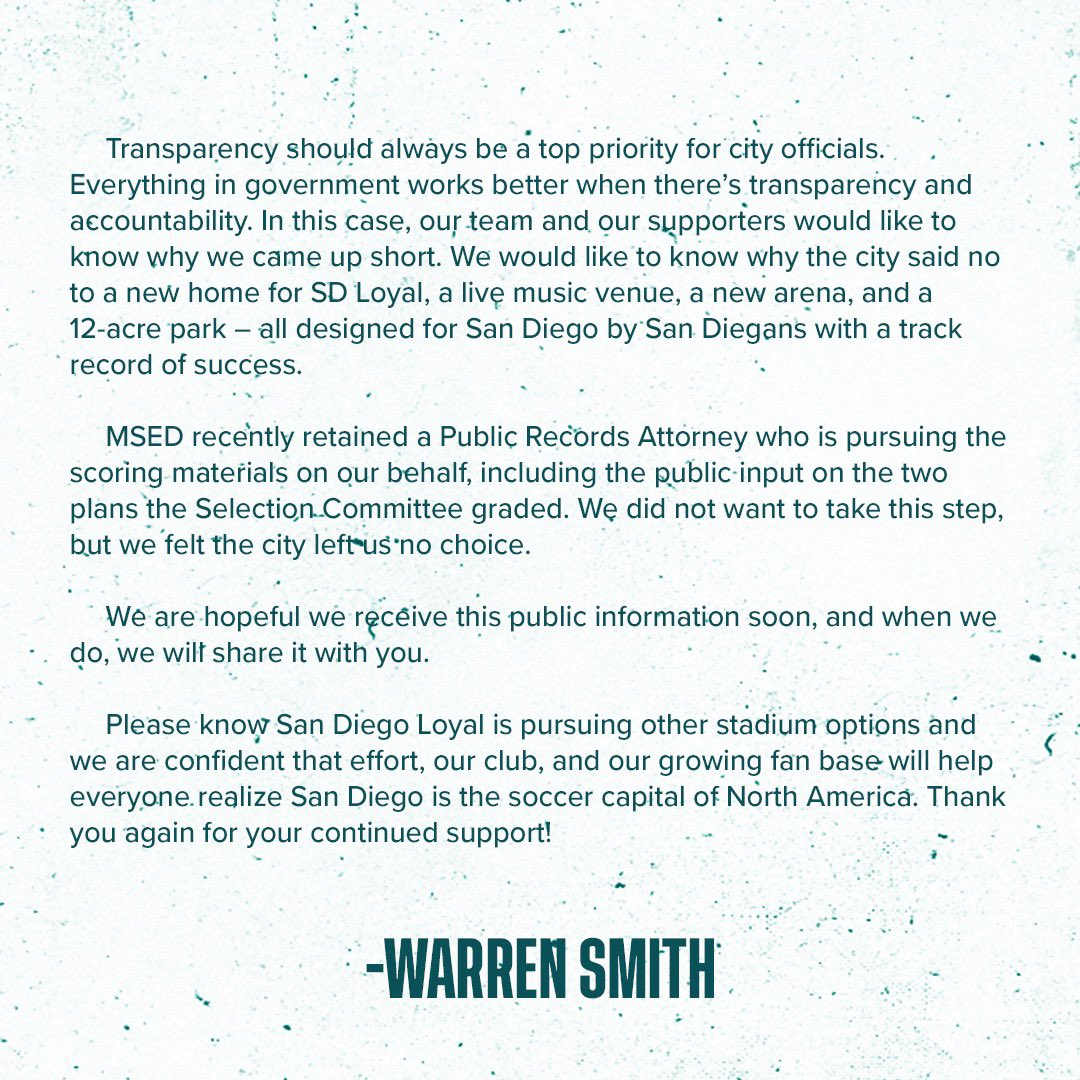 SanDiegoLoyal's tweet photo. Our request for transparency.
#ForSanDiego | #MSED4SD https://t.co/xOEn8eS2en