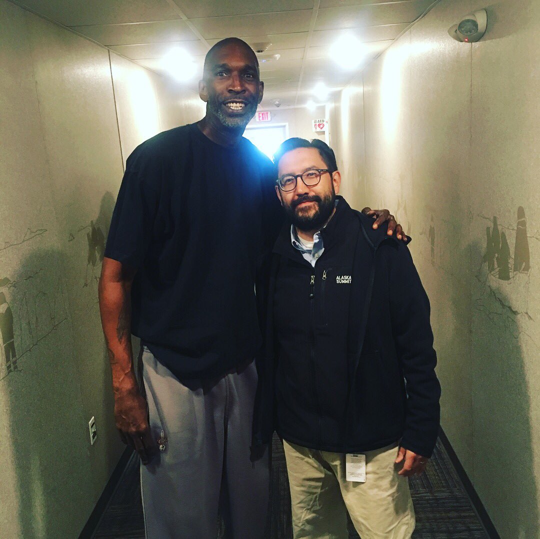 UknightedWorld's tweet photo. Me and 1995 #1 nba draft pic Joe Smith in Barrow with Lars and Mikal Nelson in 2018. Huge shout out to our north slope family for always supporting #pfsg cannot wait for our return! https://t.co/hfUWuyBiYQ